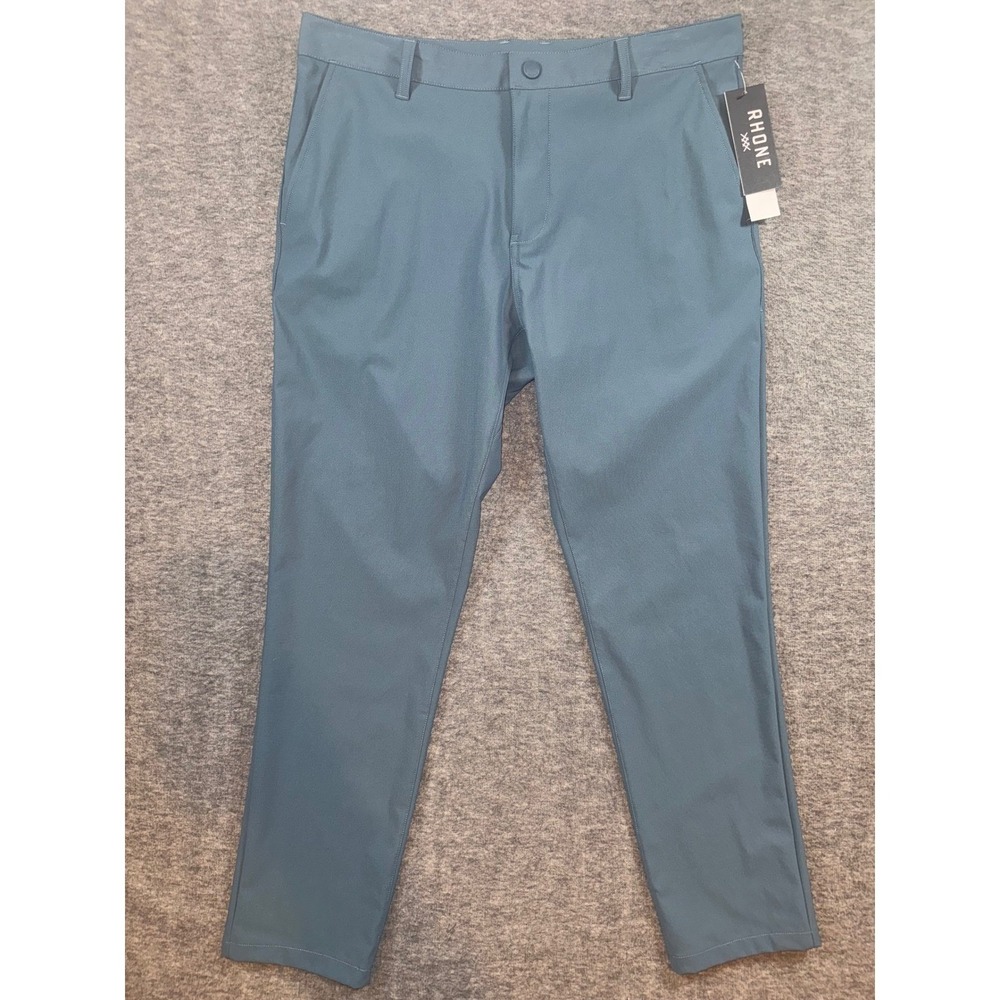 RHONE Commuter Pants Slim Fit Dark Teal Flex Knit Stretch Mens Size 30x33 NEW - Picture 2 of 9